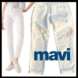 Mavi Gold Off White Ada Boyfriend Mid Rise Embroidered Birds on Legs (30x27)
